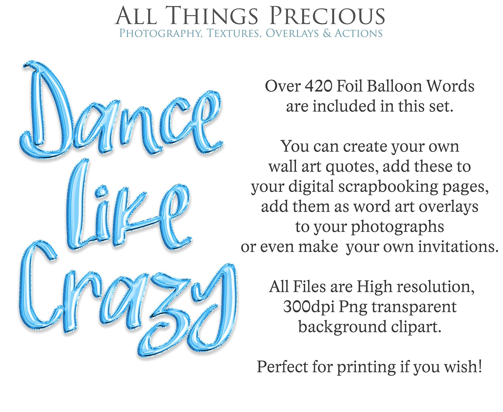 FOIL BALLOON WORD Clipart - BLUE - FREE DOWNLOAD
